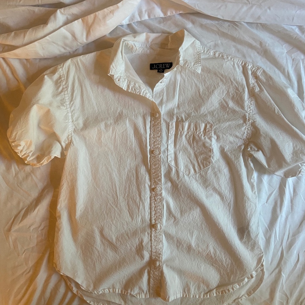 J. Crew Short Puff Sleeve Button Up